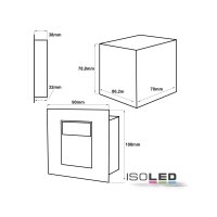 LED Einbauleuchte rechteckig IP44, Edelstahl, 1W,...