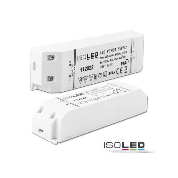 LED Trafo 12V/DC, 0-70W, SELV