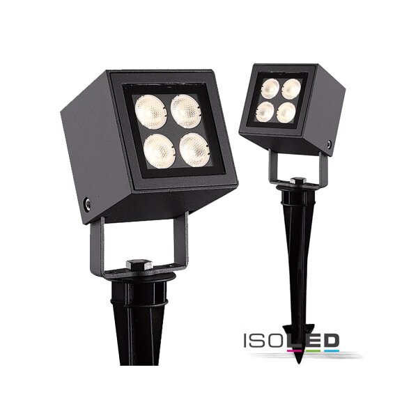 LED Aussenstrahler Cube IP65, 4x2W CREE, anthrazit, warmweiß