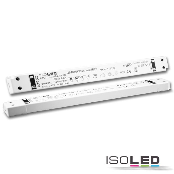 LED Trafo 12V/DC, 0-30W, slim, SELV