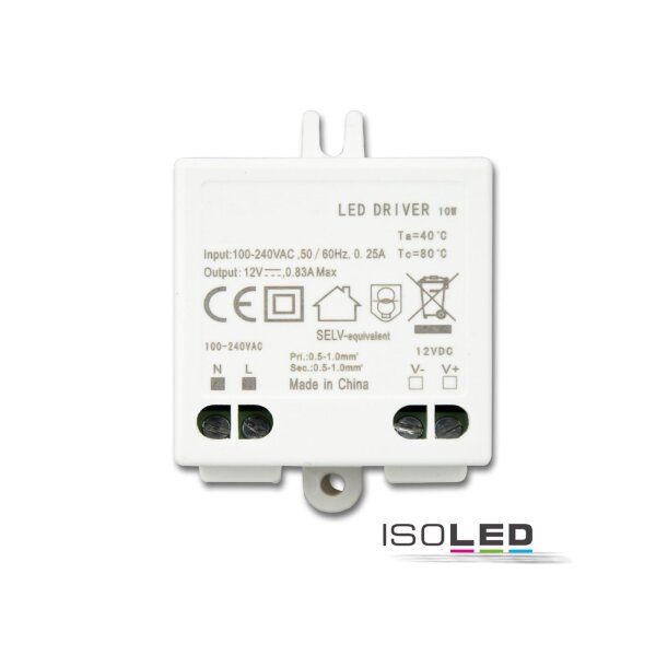 LED Trafo 12V/DC, 0-10W, SELV