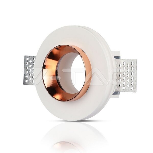 1XGU10 WHITE GYPSUM RECESSED LIGHT WITH MATT ROSE GOLD METAL -ROUND