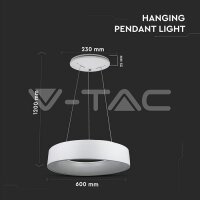 30W LED SURFACE SMOOTH PENDANT LIGHT 3000K WHITE DIMMABLE