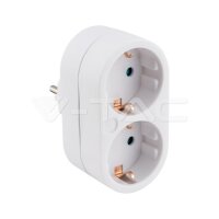 2 WAYS ADAPTER WITH EARTHING CONTACT 10/16A 250V(LABEL+POLYBAG WITH HEADCARD)-WHITE