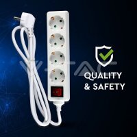 4WAYS SOCKET WITH SWITCH(3G1.5MM2 X 1.5M)POLYBAG WITH CARD-WHITE