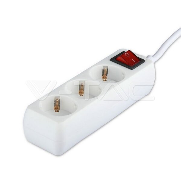 3WAYS SOCKET WITH SWITCH(3G1.5MM2 X 1.5M)POLYBAG WITH CARD-WHITE