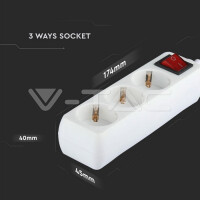 3WAYS SOCKET WITH SWITCH(3G1.5MM2 X 1.5M)POLYBAG WITH CARD-WHITE