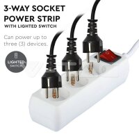 3WAYS SOCKET WITH SWITCH(3G1.5MM2 X 1.5M)POLYBAG WITH CARD-WHITE