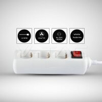 3WAYS SOCKET WITH SWITCH(3G1.5MM2 X 1.5M)POLYBAG WITH CARD-WHITE