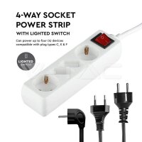 4 HOLES SOCKET WITH SWITCH(3G1.5MM2 X 1.5M) WHITE