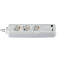 3WAYS SOCKET WITH 2USB(3G1.5MM2 X1.5M) WHITE