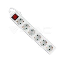 6WAYS SOCKET WITH SWITCH(3G1.5MM2 X 5M)POLYBAG WITH CARD-WHITE