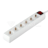 6WAYS SOCKET WITH SWITCH(3G1.5MM2 X 5M)POLYBAG WITH CARD-WHITE