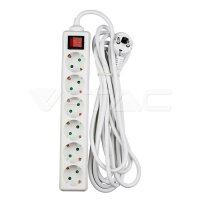 6WAYS SOCKET WITH SWITCH(3G1.5MM2 X 5M)POLYBAG WITH CARD-WHITE