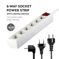 6WAYS SOCKET WITH SWITCH(3G1.5MM2 X 5M)POLYBAG WITH CARD-WHITE