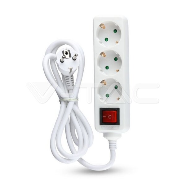 3WAYS SOCKET WITH SWITCH(3G1.5MM2 X 5M)POLYBAG WITH CARD-WHITE