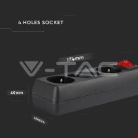 4 HOLES SOCKET WITH SWITCH(3G1.5MM2 X 1.5M) BLACK