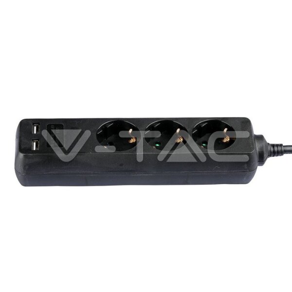 3WAYS SOCKET WITH 2USB(3G1.5MM2 X1.5M) BLACK