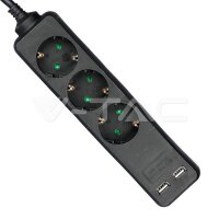 3WAYS SOCKET WITH 2USB(3G1.5MM2 X1.5M) BLACK