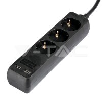 3WAYS SOCKET WITH 2USB(3G1.5MM2 X1.5M) BLACK