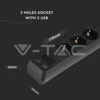 3WAYS SOCKET WITH 2USB(3G1.5MM2 X1.5M) BLACK