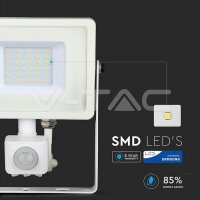 30W SMD PIR SENSOR FLOODLIGHT WITH SAMSUNG CHIP 3000K WHITE BODY WHITE GLASS