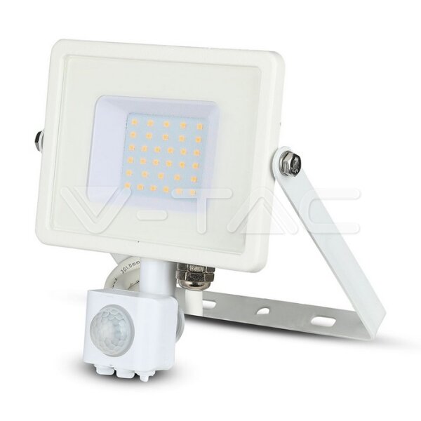 30W SMD PIR SENSOR FLOODLIGHT WITH SAMSUNG CHIP 4000K WHITE BODY WHITE GLASS