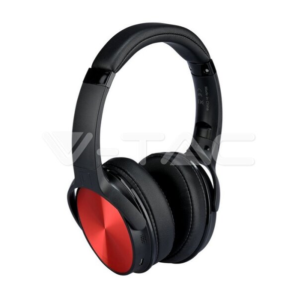 BLUETOOTH WIRELESS HEADPHONE WITH ROTABLE HEAD-500mAh-RED W/BAG