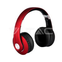 BLUETOOTH WIRELESS HEADPHONE WITH ADJUSTABLE HEAD-500mAh-RED W/BAG