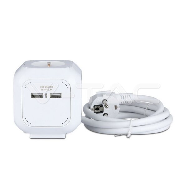 4WAYS SOCKET WITH USB-CUBIC-3G-1.5MM*1.4M