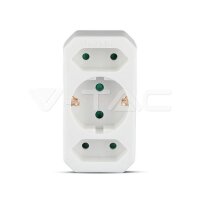 ADAPTER WITH EARTHING CONTACT-2 SOCKET-2.5A-1SOCKET-16A-WHITE