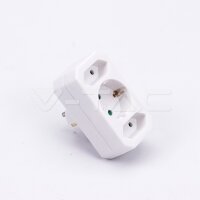 ADAPTER WITH EARTHING CONTACT-2 SOCKET-2.5A-1SOCKET-16A-WHITE