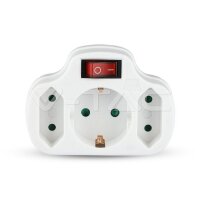 ADAPTER WITH WITH SWITCH&EARTHING CONTACT-2 SOCKET 2.5A-1 SOCKET 16A-WHITE