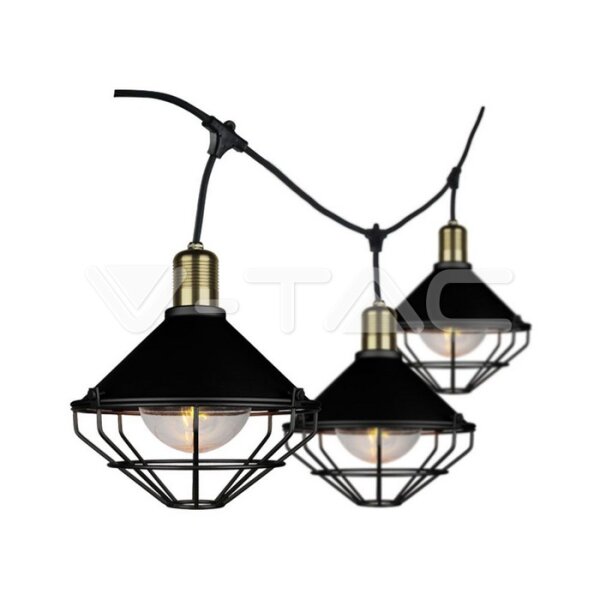 LED STRING LIGHT( 3M )WITH BULB( 6 BULBS )-MATT BLACK-IP65