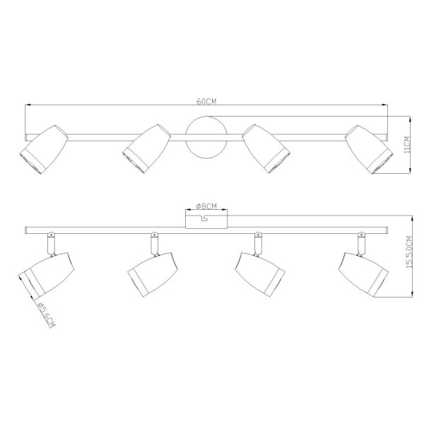 Strahler Metall anthrazit, 4xLED