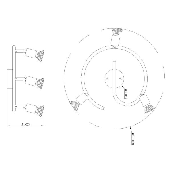 Deckenleuchte Metall weiß, 3xGU10 LED