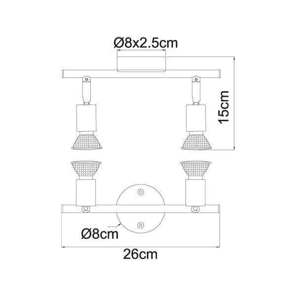 Strahler Metall rostfarben, 2xGU10 LED