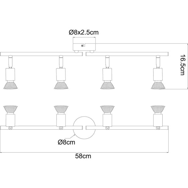 Strahler Metall rostfarben, 4xGU10 LED