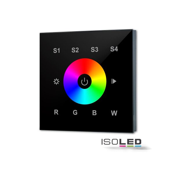 DALI DT8 RGB+W 1 Gruppe Einbau-Touch Master-Controller, schwarz, 100-240V AC oder DALI-Bus Spannung