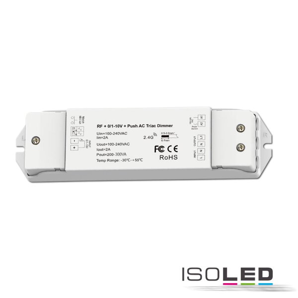 Sys-Pro Funk/Push/1-10V Input Triac-Dimmer, 230V, 300VA, Phasenan-/Abschnitt wählbar