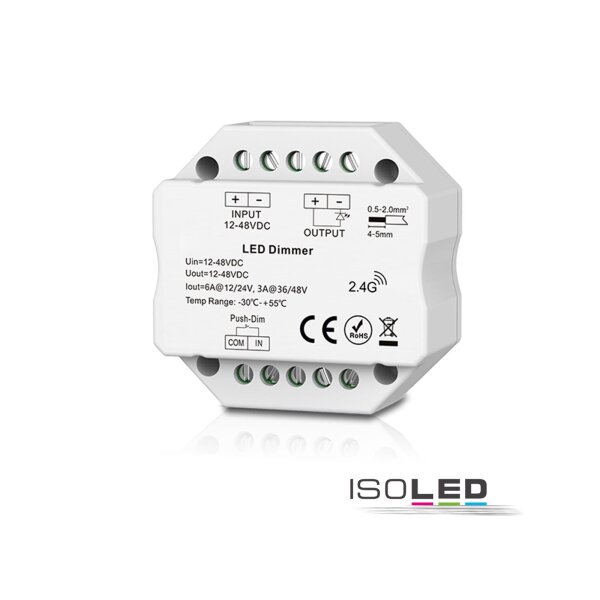 Sys-Pro Push/Funk Mesh Multi-PWM-Dimmer, 1 Kanal, 12-24V DC 6A, 36-48V DC 3A