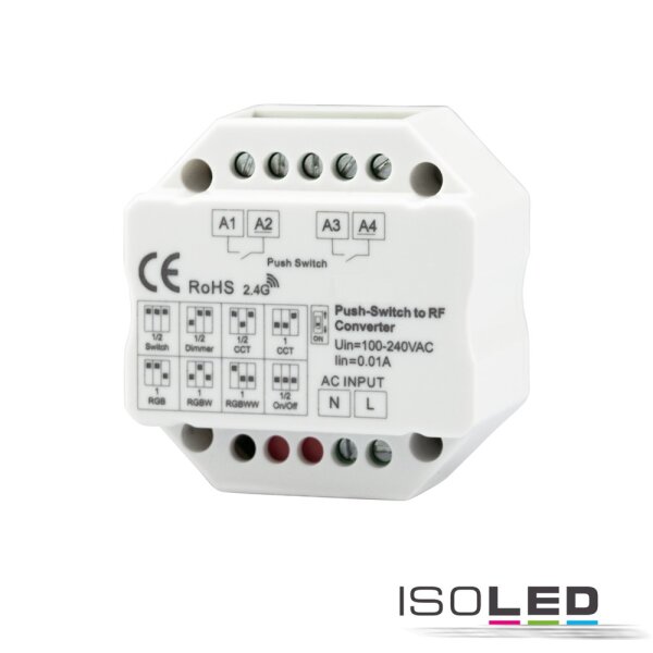 Sys-Pro 2-Push Input, Funk-Output für Switch/Dimm/CCT/ RGB/RGB+W Empfänger, 100-240V