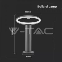 9W-LED BOLLARD LAMP WITH LAP SHADE-DARK GREY BODY-IP54-3000K