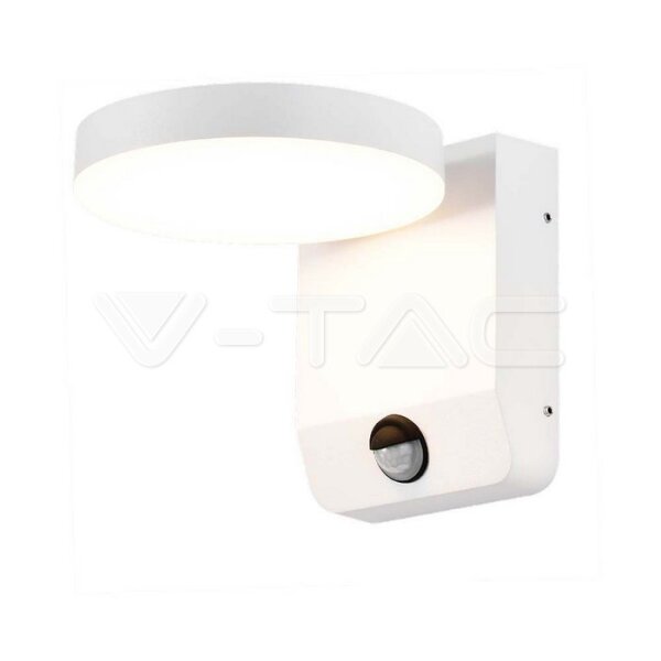 17W LED WALL LIGHT WITH SENSOR 3000K WHITE BODY ROUND, IP65