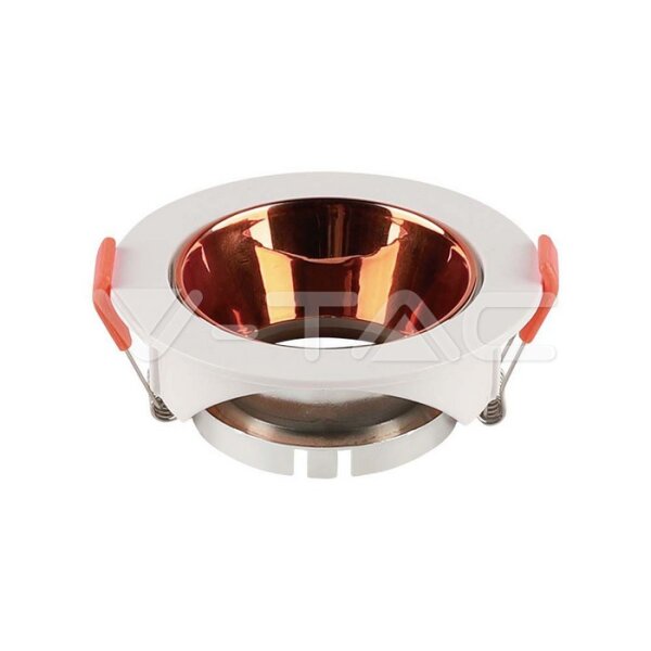 GU10 FITTING PLASTIC ROUND-WHITE FRAME+ROSE GOLD REFLECTOR 85x40mm