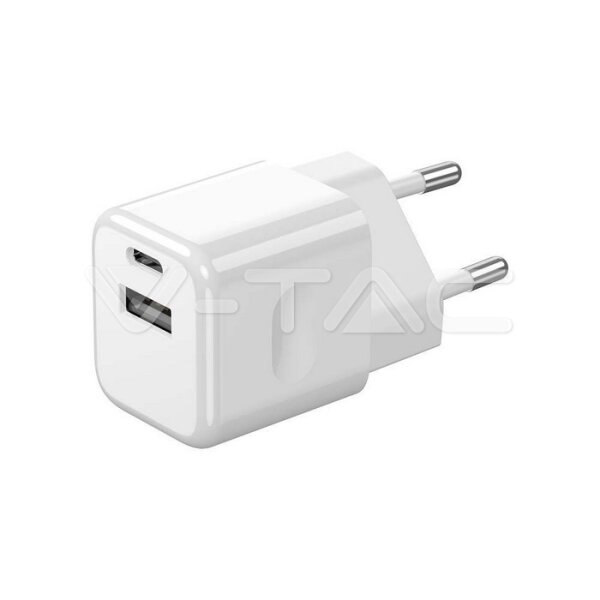 20W-CHARGING ADAPTER WITH 1 PD+ 1 QC PORT-WHITE