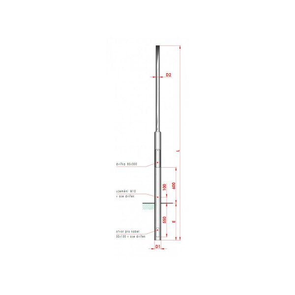 Lichtmasten für 4,5m LPH, Zopfmaß DM 60,