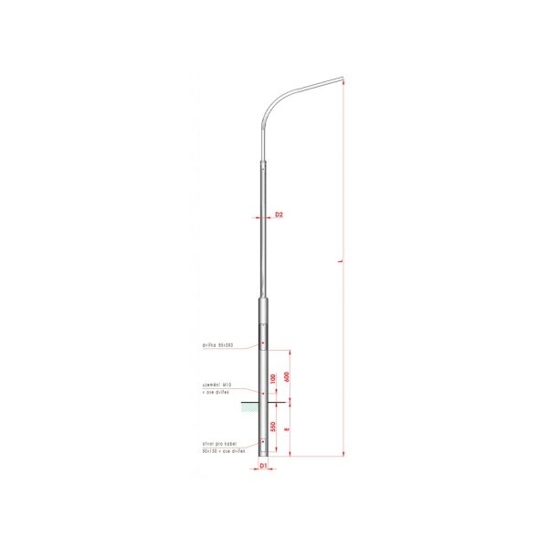 Lichtmasten  Standrohr für 9m LPH nur in Verbindung mit Ausleger KN Ausleger.