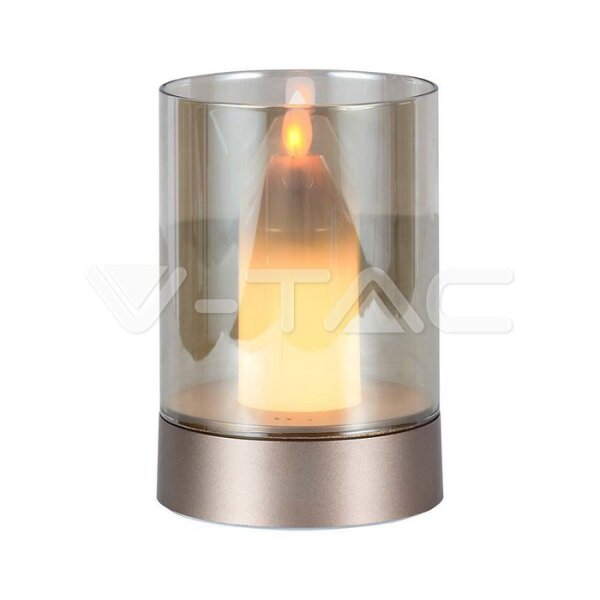 2W LED CANDLE TABLE LAMP 3000K CHAMPAGNE GOLD+ AMBER GLASS“