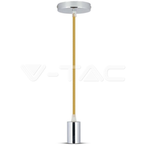 CHROME METAL CUP PENDANT LIGHT BEIGE